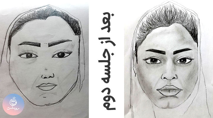 روند تمرین طراحی چهره