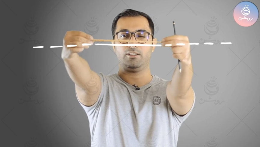 نحوه گرفتن مداد در اندازه گیری چشمی