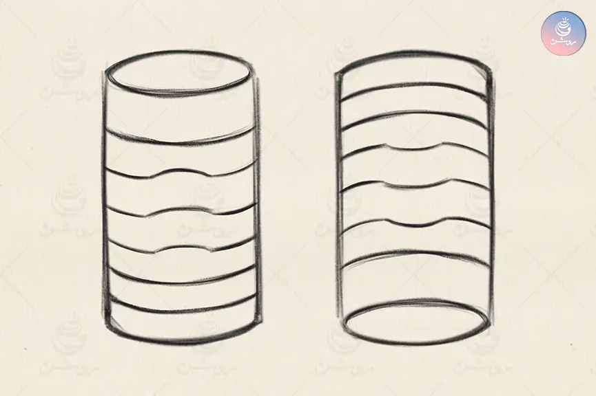 cross-contour-lines-drawing-10 تغییر زاویه خطوط در طراحی