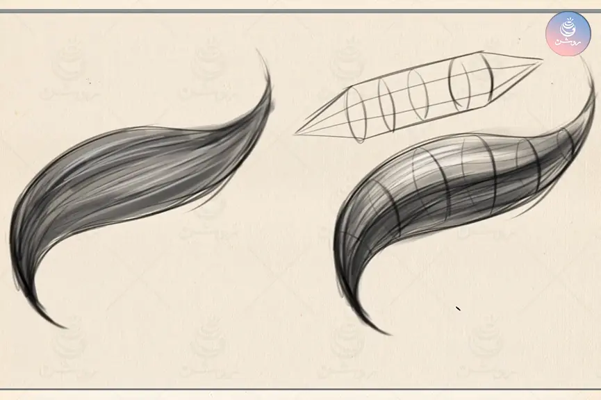 hair-drawing-tips-7 ایجاد حجم دسته مو