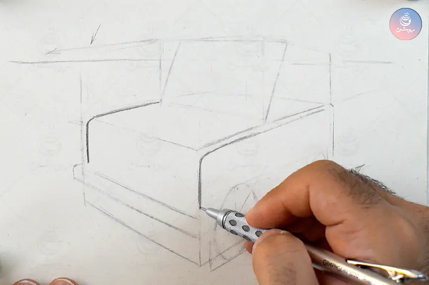 آموزش طراحی ماشین در پرسپکتیو دو نقطه‌ای