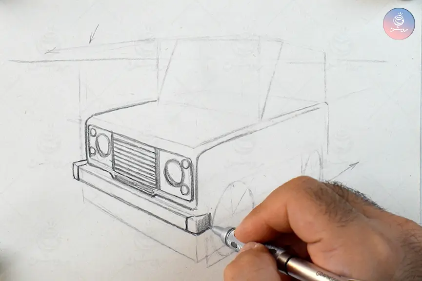 آموزش طراحی ماشین در پرسپکتیو دو نقطه‌ای