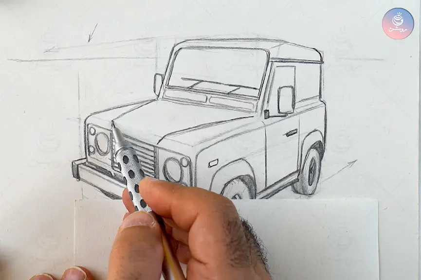 آموزش طراحی ماشین در پرسپکتیو دو نقطه‌ای