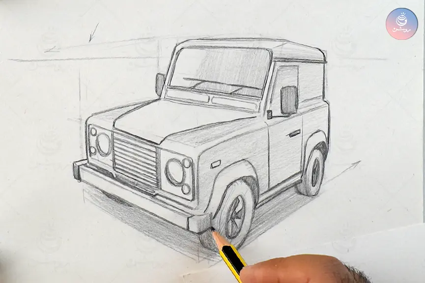 آموزش طراحی ماشین در پرسپکتیو دو نقطه‌ای