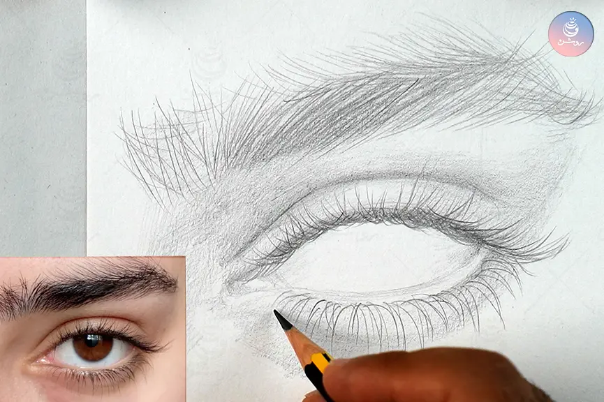 آموزش طراحی چشم با مداد از روی عکس