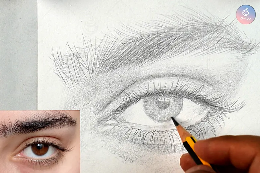 آموزش طراحی چشم با مداد از روی عکس