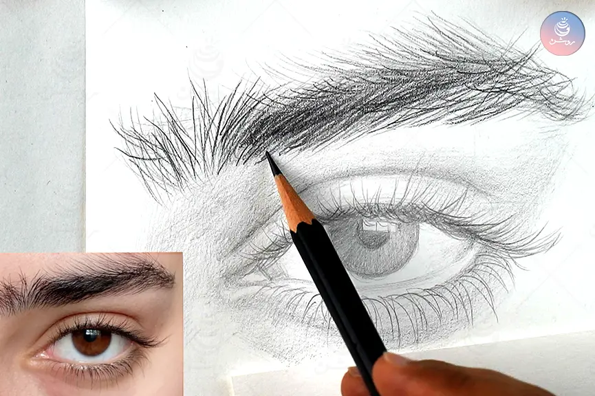 طراحی چشم از روی عکس با مداد