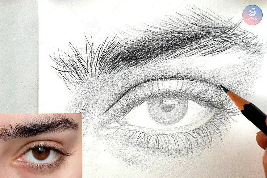 آموزش طراحی چشم با مداد از روی عکس