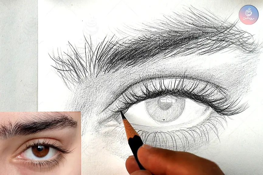 طراحی چشم از روی عکس با مداد