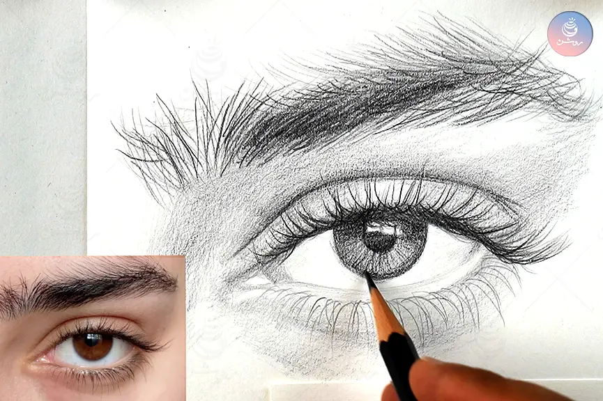 آموزش طراحی چشم با مداد از روی عکس