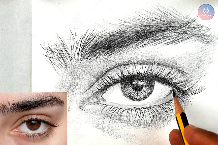 آموزش طراحی چشم با مداد از روی عکس