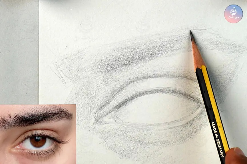آموزش طراحی چشم از روی عکس با مداد