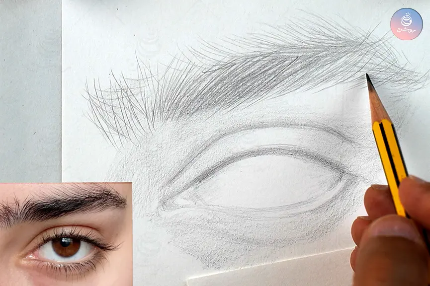 طراحی چشم از روی عکس با مداد